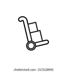 Box trolley line icon, tool for moving goods, shipping basket bag, flat luggage suitcase. trolley with editable box stroke vector illustration design on white background