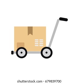 Box with trolley vector icon