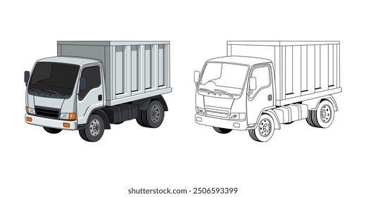 Box Truck Cartoon Design Illustration vector eps format suitable for your design needs logo illustration animation etc