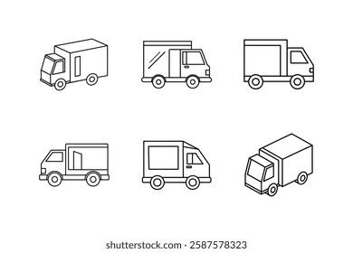 box truck icon line art vector illustration