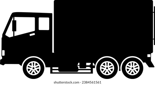 Box truck icon vector. Shipment truck silhouette for icon, symbol and sign. Box truck for shipment, transit, delivery, package or transportation