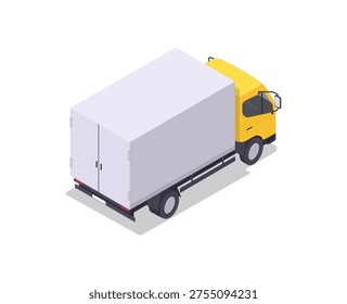 Box truck in isometric view isolated. Vector illustration