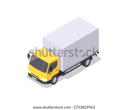 Box truck in isometric view isolated. Vector illustration