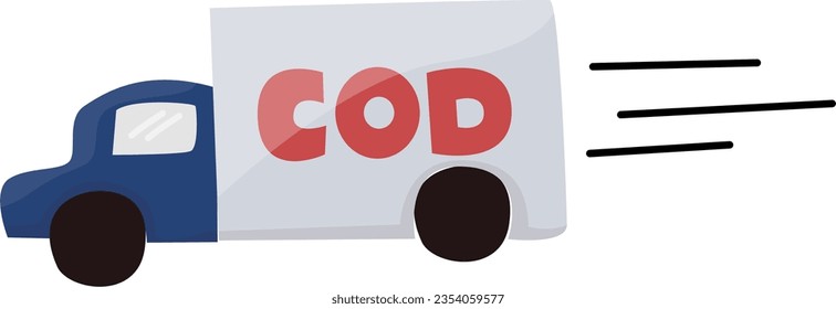 Box truck with “COD” lettering for online shop