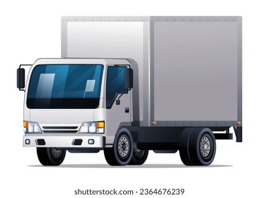 Box truck vector illustration. Cargo delivery truck isolated on white background