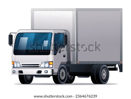 Box truck vector illustration. Cargo delivery truck isolated on white background