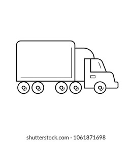 Icono de línea vectorial de camión de caja aislado en fondo blanco. Icono de línea de camión de caja para infografía, sitio web o aplicación. Icono diseñado en un sistema de cuadrícula.
