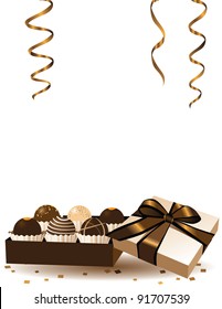 Box of truffles EPS 8 vector, grouped for easy editing. No open shapes or paths.