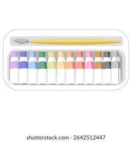 Uma caixa para aquarelas de tubos ou acrílico