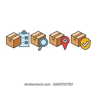 box and ui icons set vector illustration