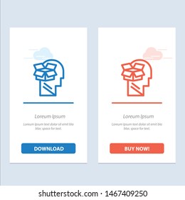 Box, Unbox, Data, User, Male  Blue and Red Download and Buy Now web Widget Card Template. Vector Icon Template background