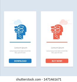 Box, Unbox, Data, User, Male  Blue and Red Download and Buy Now web Widget Card Template