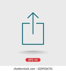 Box upload icon vector illustration. Linear symbol with thin outline. The thickness is edited. Minimalist style.