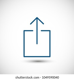 Box upload icon vector illustration. Linear symbol with thin outline. The thickness is edited. Minimalist style.