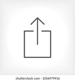 Box upload icon vector illustration. Linear symbol with thin outline. The thickness is edited. Minimalist style.