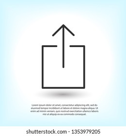 Box upload icon vector illustration. Linear symbol with thin outline. The thickness is edited. Minimalist style.