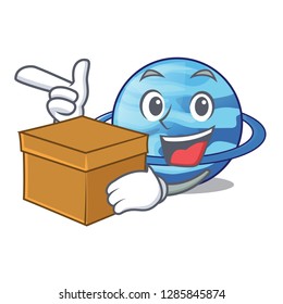 With box uranius planet is isolated on mascot