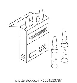 Box of vaccine ampoules for immunization and healthcare protection