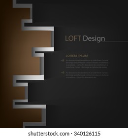Box vector background design with loft color tone concept brown and black with space for text design 