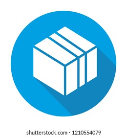 Box vector blue icon in modern flat style isolated. Symbol box is good for your web design.