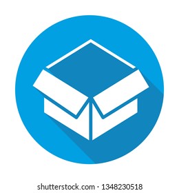 Box vector blue icon in modern flat style isolated. Box can support is good for your web design.