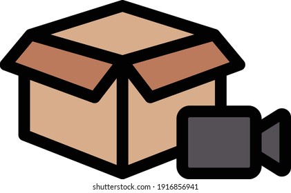 box vector color line icon