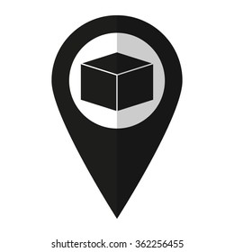 box - vector icon;  black map pointer