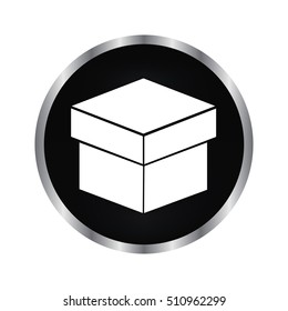 box - vector icon on a black button