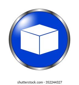 box - vector icon on the blue button