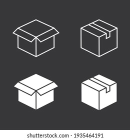 Box vector icon on grey background