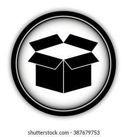 box - vector icon; round  button with shadow
