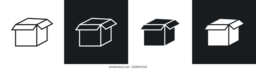 Box vector icon set in black and white