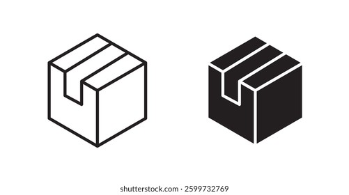 Box vector icon set in black color.