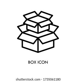 Box vector icon, simple silhouette on white background.