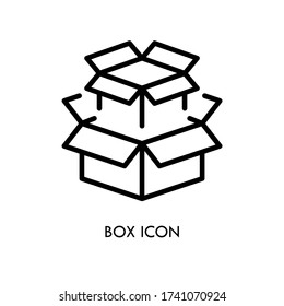 Box vector icon, simple silhouette on white background.