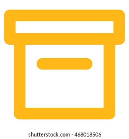 Box vector icon. Style is outline flat icon symbol, yellow color, white background.