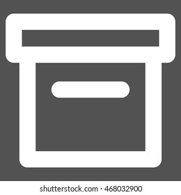 Box vector icon. Style is outline flat icon symbol, white color, gray background.