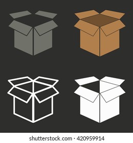 Box   vector icon. White illustration isolated on black background for graphic and web design.