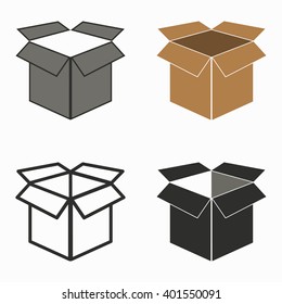 Box    vector icons set. Black  illustration isolated on white  background for graphic and web design.