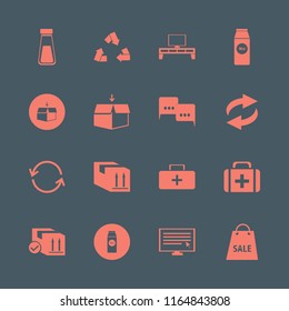 box vector icons set. with parcel box, open box, computer cursor and recycle sign in set