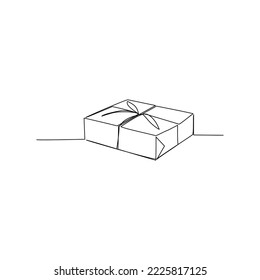 Box vector illustration drawn in line art style