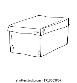 Box. Vector illustration, linear doodle.