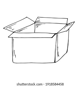 Box. Vector illustration, linear doodle.