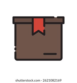 Box Vector for Packaging and Shipping Concept – Storage container icon, delivery package illustration, cardboard box design. Filled Line Icon