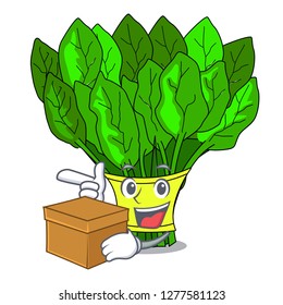 With box vegetable spinach on a cartoon plate