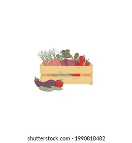 A box of vegetables. Vector illustration of gardening elements.