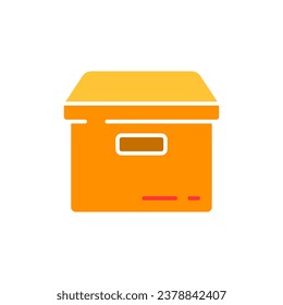Caja con el icono de la línea de ventilación. Entrega, correo, camioneta, mudándose a una nueva casa, mensajero, transporte internacional. Icono de color vectorial sobre fondo blanco para negocios y publicidad.