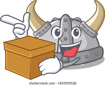 With box viking helmet in the cartoon shape