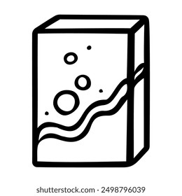 Box of washing powder hand drawn doodle. Cleaning agent. Washing things. House cleaning. Laundry room. Vector outline line art illustration.