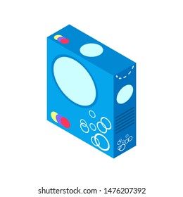 Box of washing powder. Vector drawing. Isolated object on a white background. Isolate.